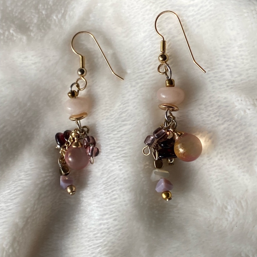 NEW MAGNETIC HEALING Gold and Pink Dangle Earrings - Picture 2 of 6